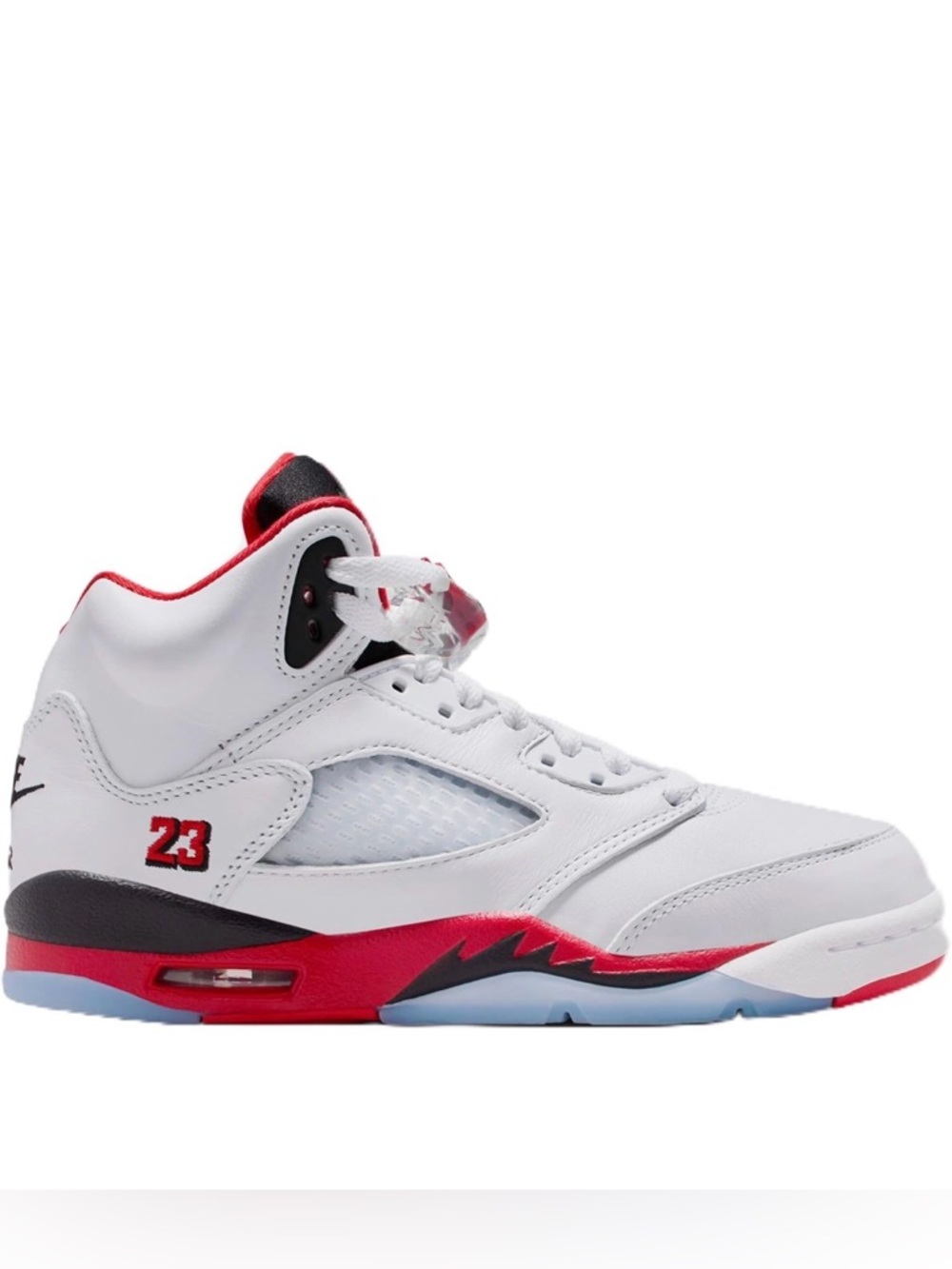 Air Jordan 5 Retro Fire Red Grade School Lifestyle Shoes (White/Fire Red/Black)